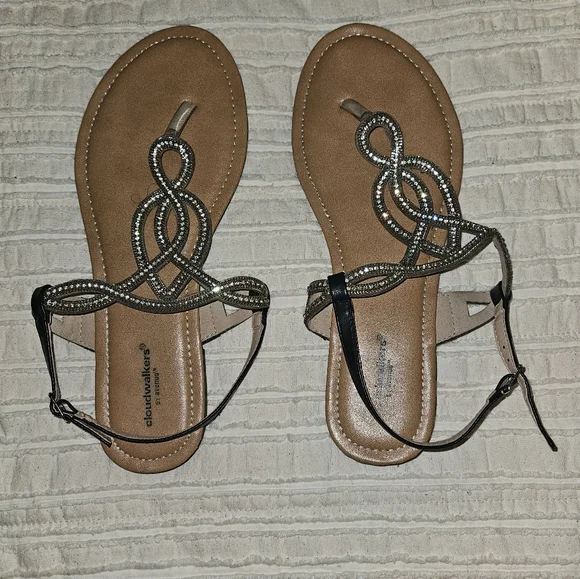 Cloudwalkers Bling Sandals Black 11W - Picture 3 of 7
